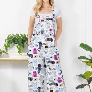 Women's Cat Print Jumpsuit